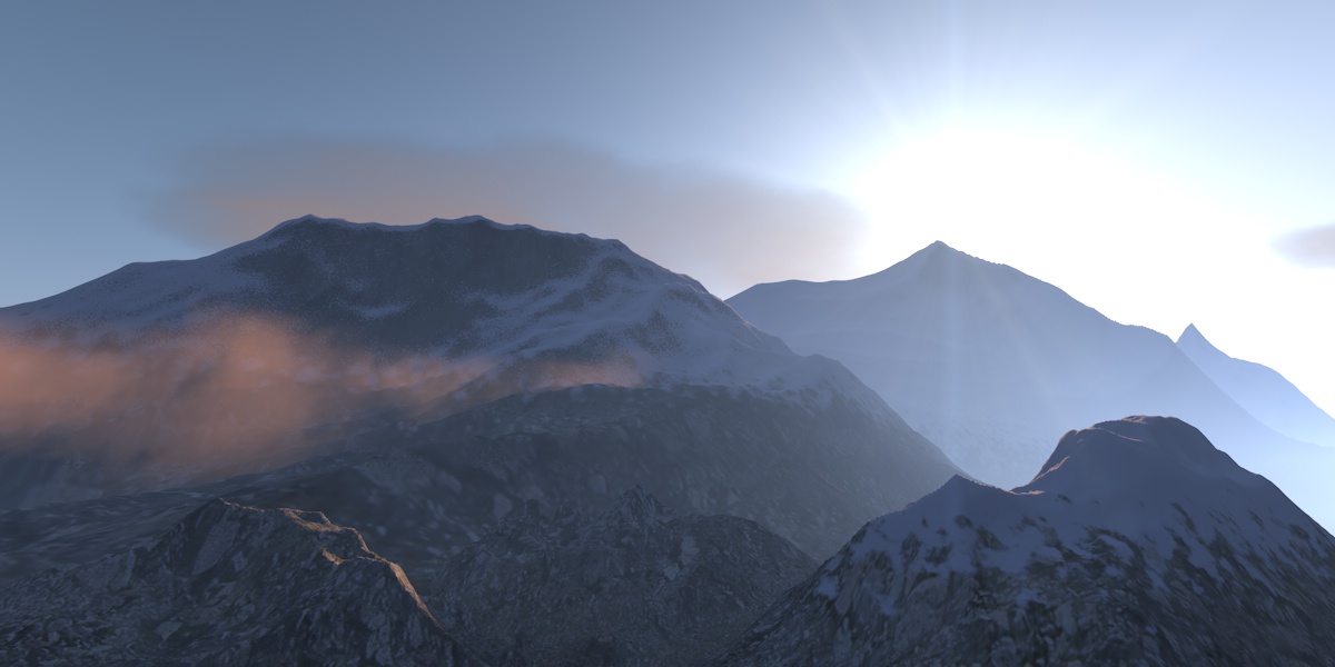 Bergmassiv im Sonnenuntergang